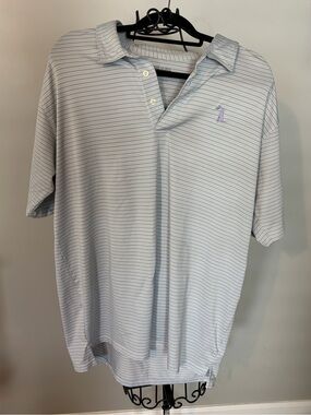 Men's Light Blue Striped Polo golf Shirt local Boy outfitters size XL